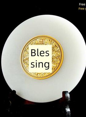 福字天然玉石安全扣饰品开启礼品乔迁家饰客厅装饰办公室