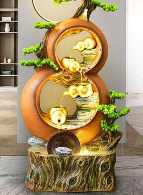 葫芦假山流水喷泉生财摆件客厅加湿器办公室风水轮开业送礼装饰品