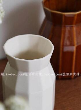 覆古棕简约竖条纹厨房陶瓷收纳罐筷子笼储物罐高颜值收纳桶笔筒日