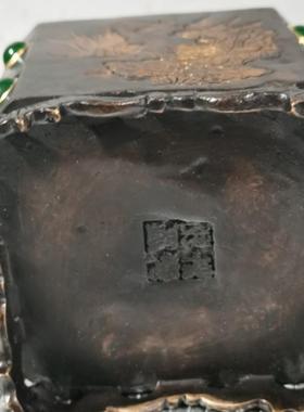 仿古铜鎏金双耳貔貅四足方鼎香炉摆件古玩古董