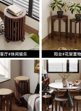 可叠放六合一实木凳子家用备用餐桌板凳创意圆凳叠叠乐收纳组合凳