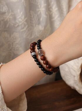 黑晶超七雷击木黑曜石道家国潮手链礼物道家八卦太极国潮国潮手串