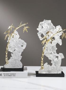 新中式代太湖石雕塑摆件现轻柜玄关客厅电视酒奢柜样板CS-ZS012房