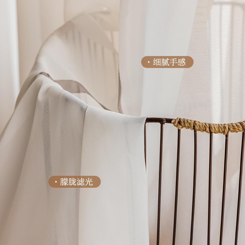 New Chinese style gauze mountain ink painting Chinese style tea room curtains and windows 2024 new living room partition gauze curtain finished product