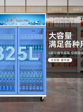 穗凌冰柜风直冷立式冰柜商用便利店冷藏展示柜工厂直营双门饮料柜