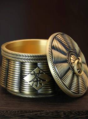 古纯黄送铜香茶叶罐ILB仿茶家用客厅商务礼品茶道摆件