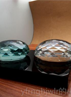 新款龟背球水晶玻璃摆件家居客厅装桌饰公品办室样面摆饰品板房软