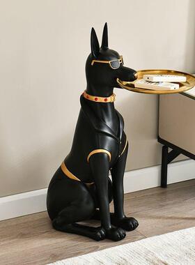 卡通潮流杜宾犬客落地托盘厅摆件办公室装边饰j4362543品视柜旁电