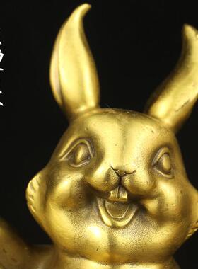 黄铜兔子摆件十二生肖兔铜兔子摆件兔招才家居装饰工艺礼品摆饰礼
