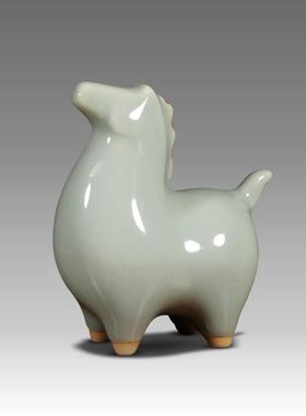 高档桌钧窑唐马摆件陶瓷变招财窑面饰品马客厅装玄关摆设特色生日