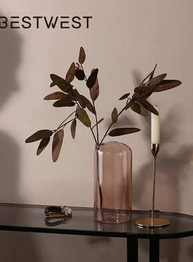 博西新品 现代简约小口彩色玻璃花瓶 家居软装展厅样板间摆件批发