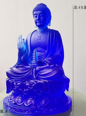 正品023-4厘米琉家璃师佛摆药件居家客厅佛堂用药师琉璃光如来像