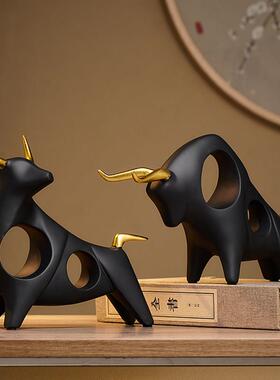 牛气冲天厅办酒公室桌面业牛摆ZEB件客电视柜柜书房招财开送礼装