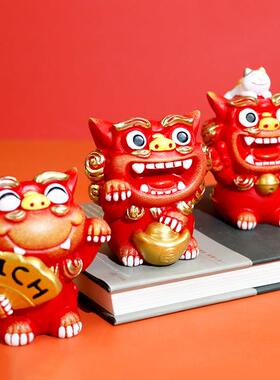 狮三百|肥嘟嘟系列 可爱创意小狮子摆件办公室桌面装饰保平安祝福