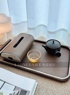 如是收纳托盘高奢圆边不锈钢厚重极简客厅餐桌私宅会所酒店收纳