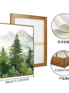 北欧森林风景客厅装饰画三联带框帆布画文艺挂画喷绘油画布批发