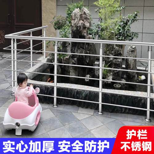 楼梯扶手护栏304不锈钢室外阳台别墅 现代家用栏杆圆管拉丝立柱 - 图1