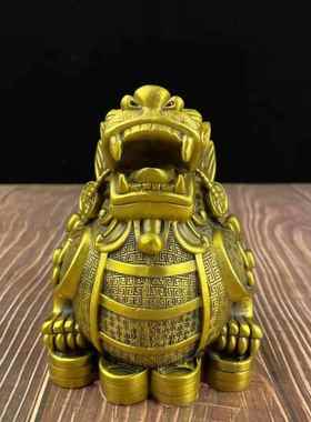 黄铜貔貅 黄铜独角飞天貔貅摆件黄铜器办公室礼品摆件