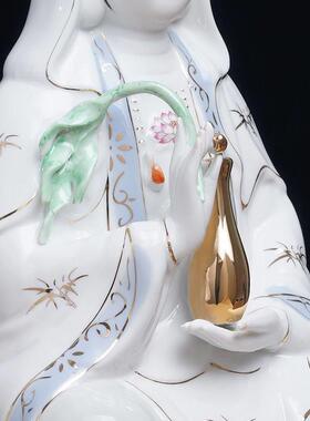 吉祥佛阁陶瓷南海白玉观音菩萨佛像客厅家用观世音神像摆件工艺品