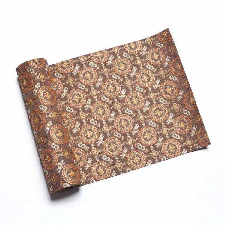 知舍新品八宝团窠纹茶席套装 复古中式茶桌台布双面禅意布艺桌旗,淘宝优惠券,粉丝福利购,淘宝优惠卷