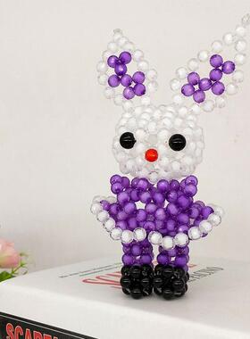 手工串珠12十二生肖吉祥兔桌面摆件工艺品饰品穿珠生日礼物成品