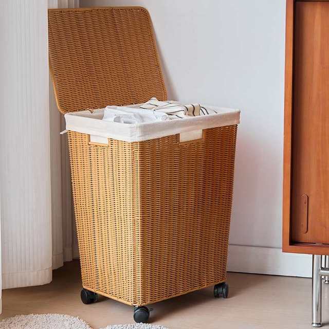 American-style dirty laundry basket household high-value light luxury dirty laundry storage basket with lid cart bedroom imitation rattan laundry basket