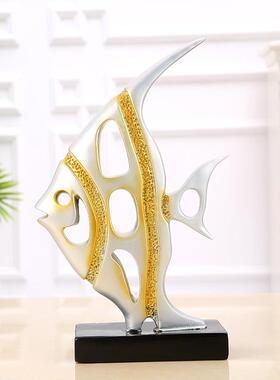 欧式树脂工艺品鱼摆件酒店卧室客厅装饰品摆设KTV酒柜隔板摆件