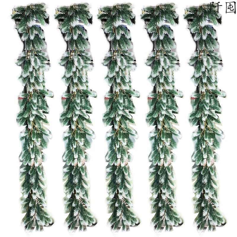 圣诞节藤条绿色白色1.8米圣诞场景布置挂件门饰花环藤条 - 图3