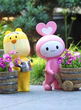 户外花园装饰庭院摆件卡通动物花缸入户别墅天台阳台花盆造景布置