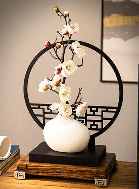 餐柜仿真花花瓶装饰品陶瓷摆饰客厅电视柜插花创意简约风高级感