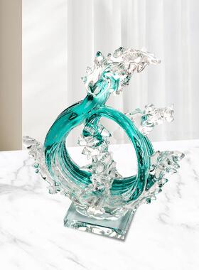 正品琉璃工艺轻奢现晶花品瓶摆件客代厅玄关酒柜博古架聚水财装饰