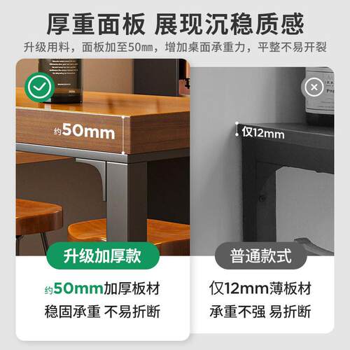 桌椅组合高脚桌吧台桌家用阳台休闲 小吧台靠墙长条窄桌奶茶店简 - 图1