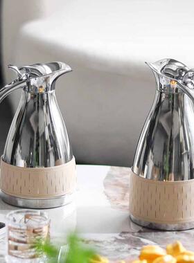 北欧轻奢金属皮革水壶摆件样板间酒店厨房餐厅茶几餐桌售楼处饰品