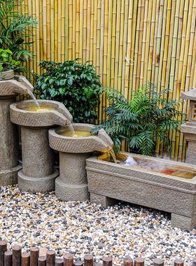 田园循环流水鱼池喷泉景观庭院阳台户外室内花园装饰落地石磨摆件