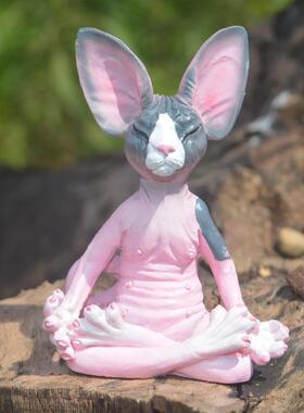 跨境创意树脂无毛猫饰摆ZY202106卡通小家居微景观件猫工艺品装公