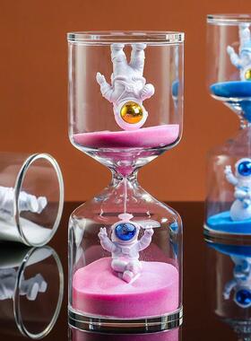 沙漏计时器太空人儿童计时分钟学生吃饭时间流沙瓶玻璃包邮到家..