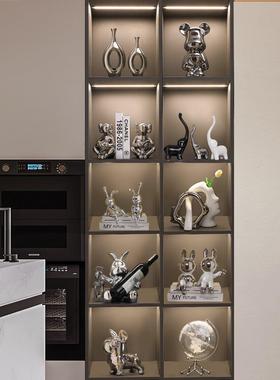 客厅柜子摆件高级感轻奢创意电镀工艺品树脂客厅办公室酒柜装饰品