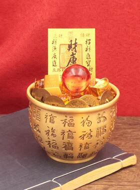黄铜缸聚百福缸全小的聚宝福盆大号见描述字米存钱罐客财厅摆件