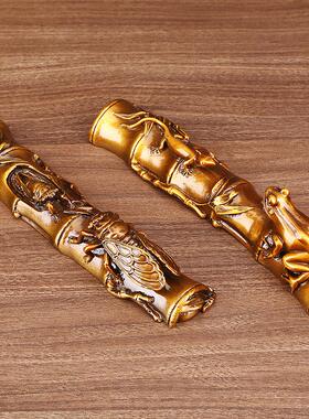 黄铜竹节镇纸房书办公室工装艺竹节镇纸礼知足常品乐镇尺桌面饰摆