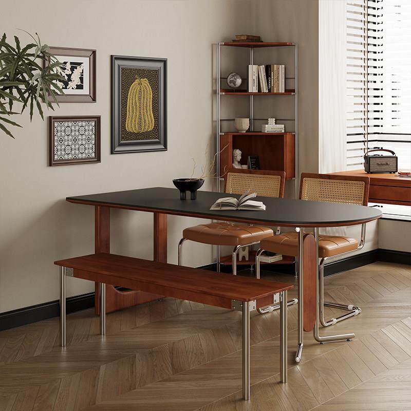 覆古摩登岩板餐桌椅组合小户型靠墙家用实木设计师款不锈钢腿桌子,淘宝优惠券,粉丝福利购,淘宝优惠卷