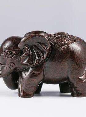 黑檀沉香手把件装饰品 木雕皮黑富贵大象工艺品 木制品加工摆件