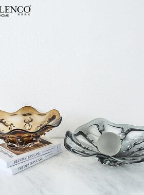 现代简约欧式玻璃异形果盆样板房别墅家居餐桌茶几水果盘装饰摆设