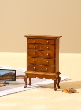 1:12娃娃屋dollhosue迷你家具模型 微缩场景过家家高脚五格柜