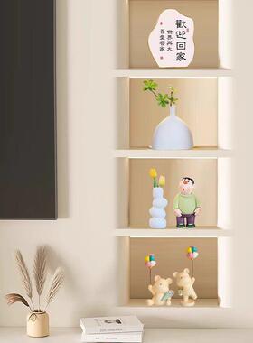 现代电视柜装饰摆饰轻奢高档酒柜欢迎回家玄关展示柜米奇搭配摆设