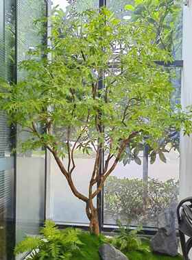 仿真绿枫树jyj88898鸡爪槭绿枯山水室内茶观盆景假树摆件室植景造