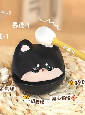 功德+1小木鱼敲萌宠可爱随身解压办公室静心摆件学生搞怪打击乐器