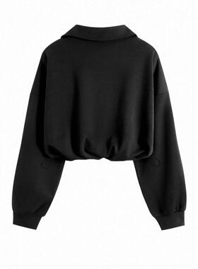 Women's Aesthetic Adjustable Drawstring Half-Zip Sweatshirt