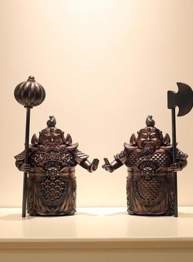 新款新中摆式护宅门神哈将件办哼公室客厅入户玄关门二口柜子装饰