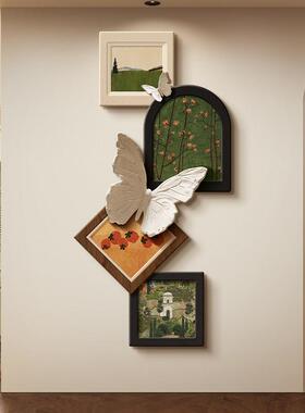 中古风复古入户玄关装饰画正对门挂画猫咪大白墙绿色壁画2026新款