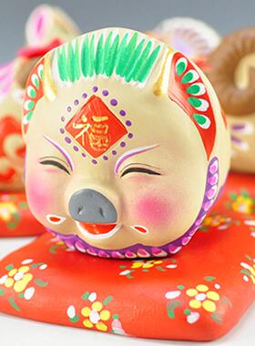 正品天津泥人二张彩造型纪十生肖念品生礼品特色日中式饰品